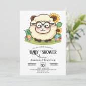 Invitation Baby shower Pastel Cute Sheep (Debout devant)
