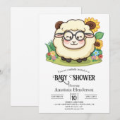 Invitation Baby shower Pastel Cute Sheep (Devant / Derrière)