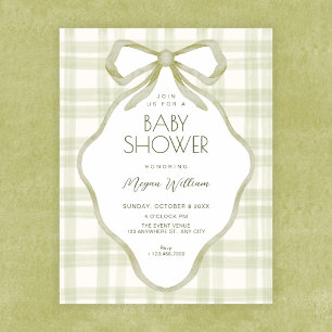 Invitation Baby shower pastel doux arc vert