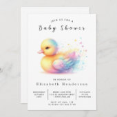 Invitation Baby shower Pastel Editable Duck (Devant / Derrière)