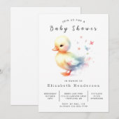 Invitation Baby shower Pastel Editable Duck (Devant / Derrière)