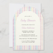 Invitation Baby shower Pastel En vichy Rainbow Colors (Devant)