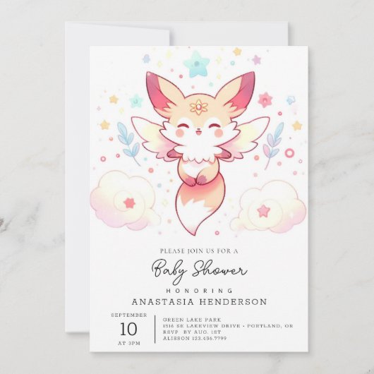 Invitation Baby shower Pastel Fox (Devant)