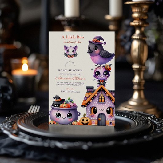 Invitation Baby shower Pastel Halloween Little Boo