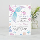 Invitation Baby shower Pastel Little Mermaid (Debout devant)