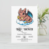 Invitation Baby shower Pastel Magic Dragon (Debout devant)