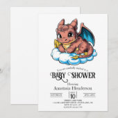 Invitation Baby shower Pastel Magic Dragon (Devant / Derrière)
