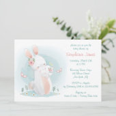 Invitation Baby shower Pastel Mère et Bébé Lapin (Debout devant)