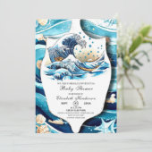 Invitation Baby shower Pastel Ocean Waves (Debout devant)