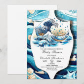 Invitation Baby shower Pastel Ocean Waves (Devant / Derrière)