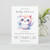 Invitation Baby shower Pastel Owl classique (Debout devant)
