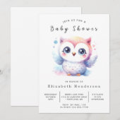 Invitation Baby shower Pastel Owl classique (Devant / Derrière)
