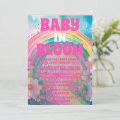 Invitation Baby shower Pastel Pink Arc en ciel et Fleurs (Debout devant)