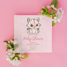 Baby shower Pastel Pink Baby Dragon