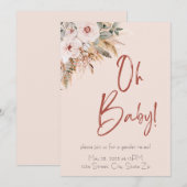 Invitation Baby shower Pastel Pink Boho (Devant / Derrière)
