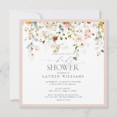 Invitation Baby shower Pastel Pink Floral Drop Script (Devant)