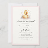 Invitation Baby shower Pastel Pink Little Duck (Devant)
