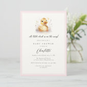 Invitation Baby shower Pastel Pink Little Duck (Debout devant)