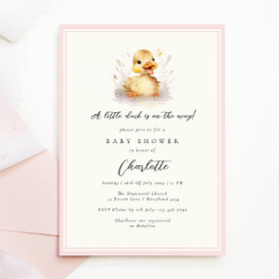 Invitation Baby shower Pastel Pink Little Duck