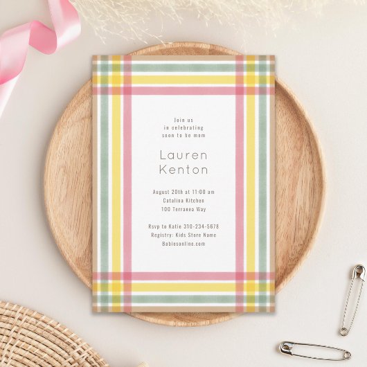 Invitation Baby shower Pastel Plaid