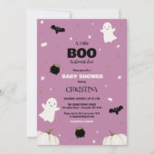 Invitation Baby shower Pastel Purple Halloween Little Boo (Devant)