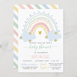 Invitation Baby shower Pastel Rainbow
