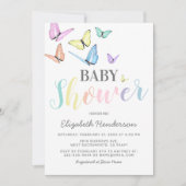 Invitation Baby shower Pastel Rainbow Butterflies (Devant)