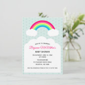 Invitation Baby shower Pastel Rainbow et Clouds (Debout devant)
