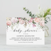 Invitation Baby shower Pastel Rose Roses (Debout devant)
