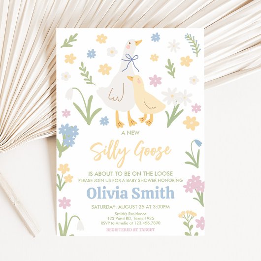 Invitation Baby shower Pastel Silly Goose