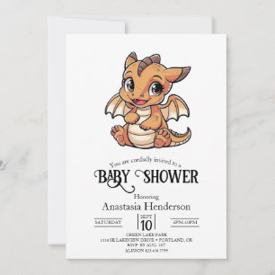 Invitation Baby shower Pastel Simple Dragon Numérique