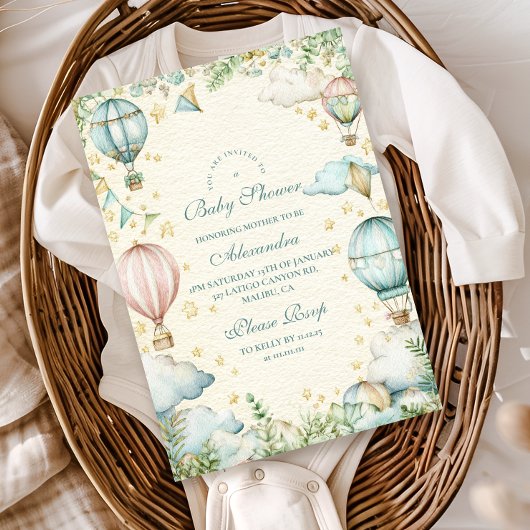 Invitation Baby shower Pastel Sky Adventure