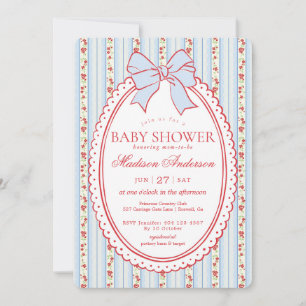 Invitation Baby Shower Pastel Violet Floral Vintage Élégant