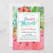 Invitation Baby Shower Pastèque Feuilles de Palmier à Ananas (Devant)