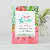 Invitation Baby Shower Pastèque Feuilles de Palmier à Ananas (Debout devant)