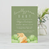 Invitation Baby Shower Patch de Chou Local Vert (Debout devant)