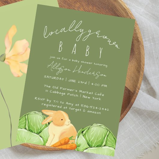 Invitation Baby Shower Patch de Chou Local Vert