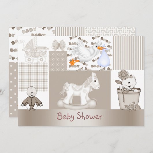 INVITATION BABY SHOWER PATCHWORK (Devant / Derrière)