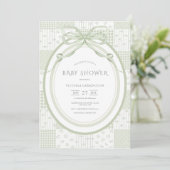 Invitation Baby Shower Patchwork à Carreaux Vintag (Debout devant)