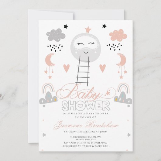 Invitation Baby shower Pathway to the Moon (Devant)