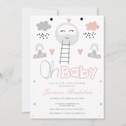 Invitation Baby shower Pathway to the Moon Oh Baby (Devant)