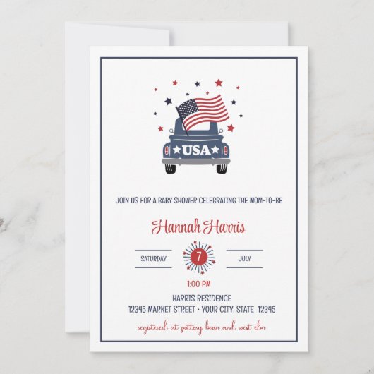 Invitation Baby shower patriotique (Devant)