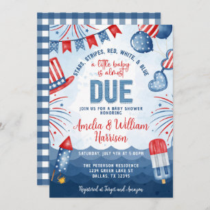 Invitation Baby shower Patriotique 4 juillet Fireworks