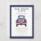 Invitation Baby shower patriotique rouge blanc et dû (Devant)