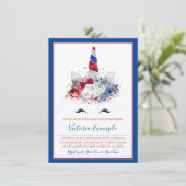 Invitation Baby shower patriotique Unicorne Rouge Blanc Bleu  (Debout devant)