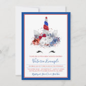 Invitation Baby shower patriotique Unicorne Rouge Blanc Bleu  (Devant)