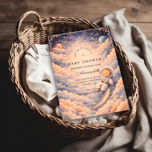 Invitation Baby Shower Paysage de Nuages Rêveur d'Astronaute
