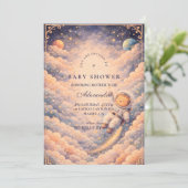 Invitation Baby Shower Paysage de Nuages Rêveur d'Astronaute (Debout devant)