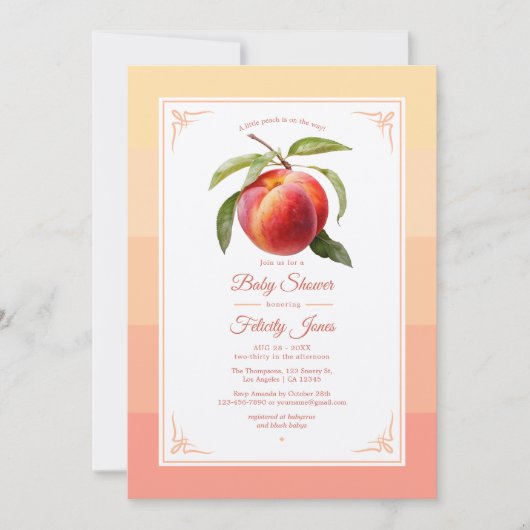 Invitation Baby shower Peach Fuzz (Devant)
