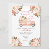 Invitation Baby shower Peach Peach Truck rose (Devant)